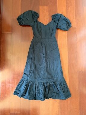 And Now This Black Puff-Sleeve Midi Dress Size XS